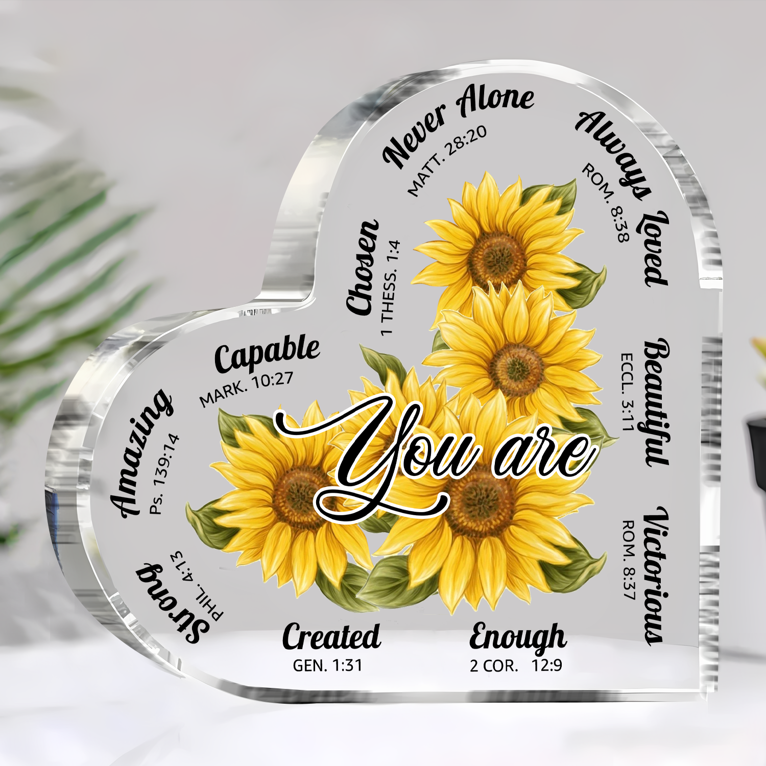 Sunflower You Are Acrylic Plaque Heart Shaped Gifts