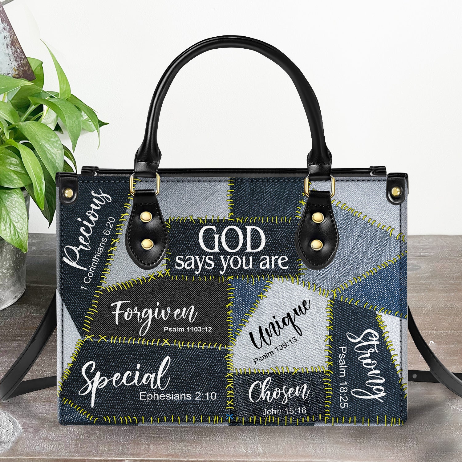 God Says You Are Everlasting Faith Leather Handbag