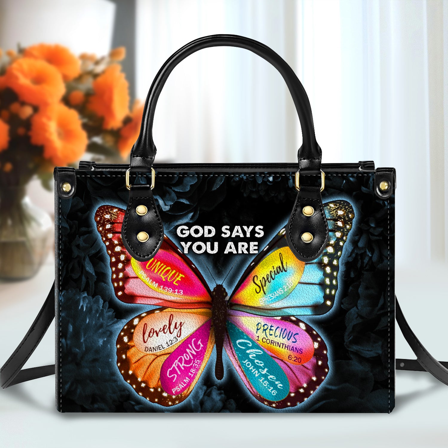 Butterfly God Say You Are Personalized Leather Handbag Christian Gifts Bible Verses Religious Gifts