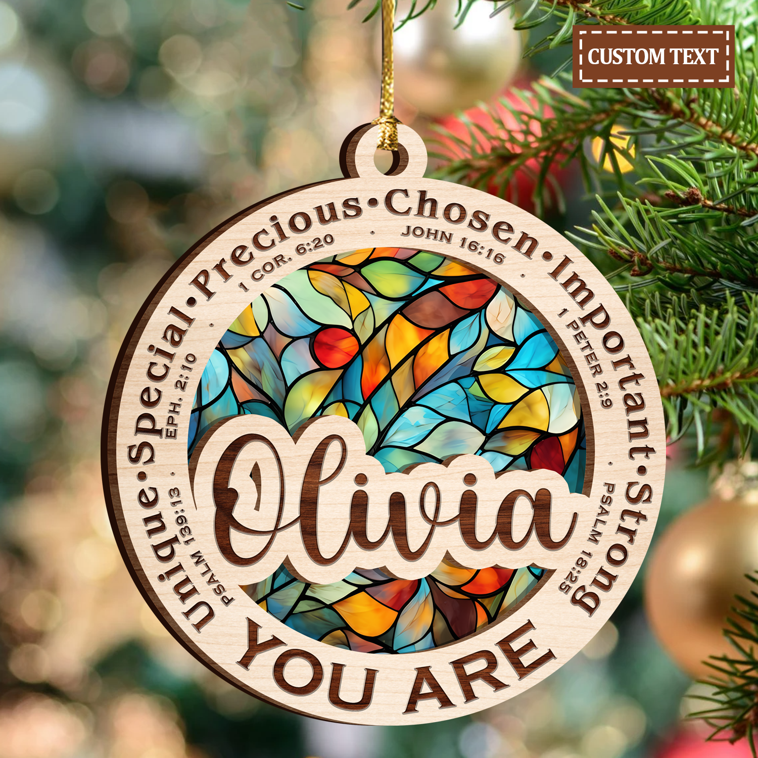 Christmas You Are Stained Glass Two Layers Suncatcher Ornament Christmas Ornament Car Hanging Ornament