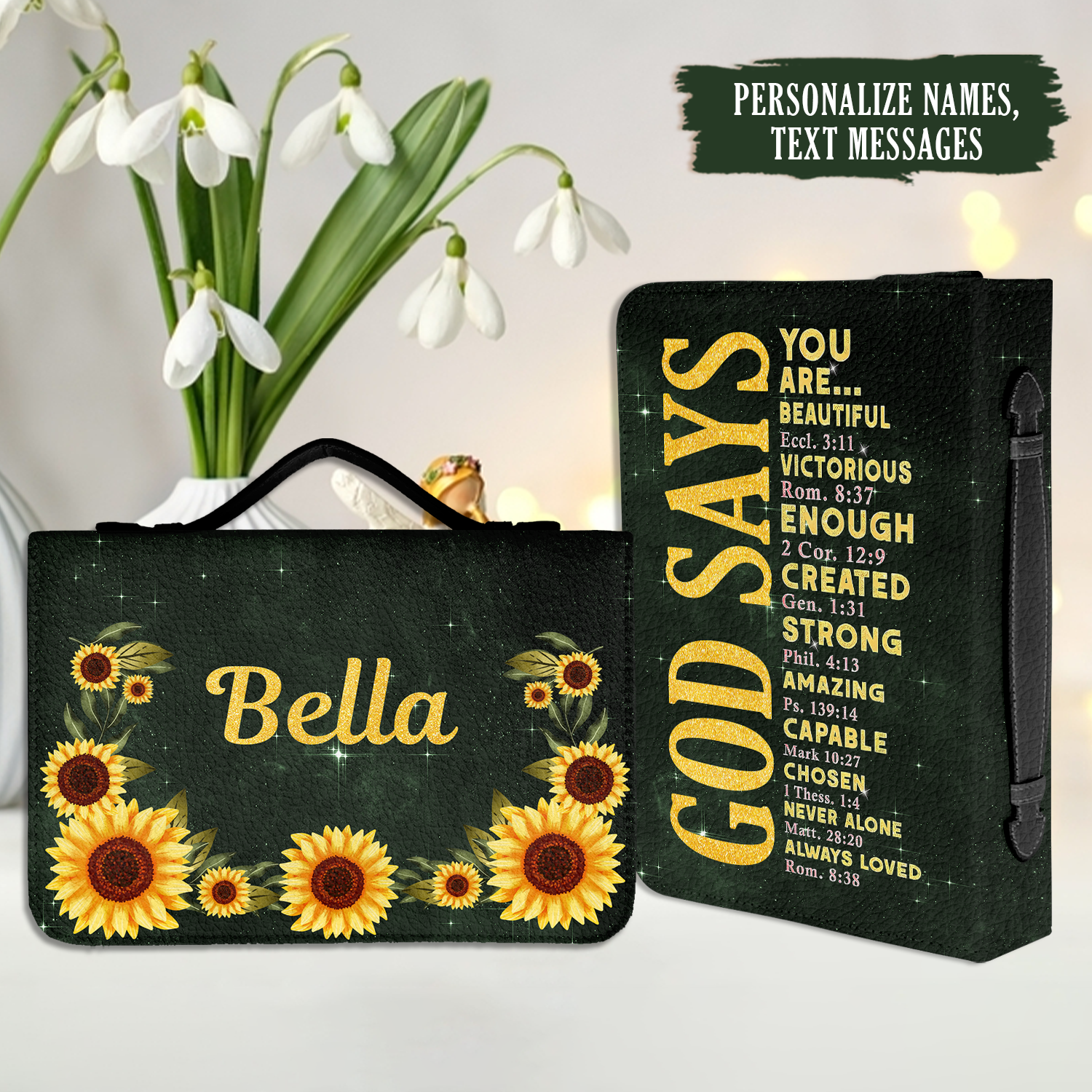 Sunflower God Says You Are Christian Personalized Bible Cover