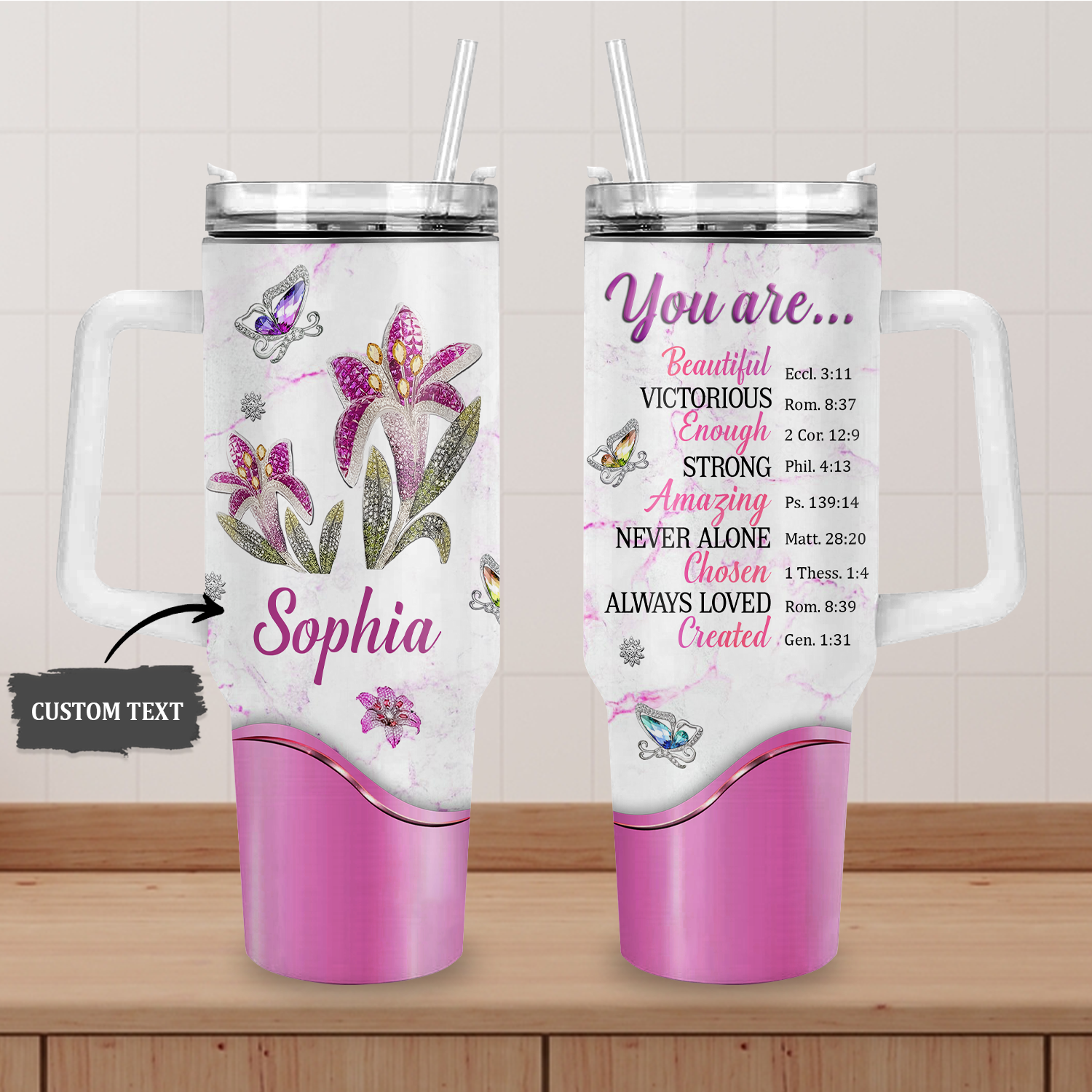 Lily flower You are - 40 Oz Tumbler With Handle - Personalized Stainless Steel Tumbler