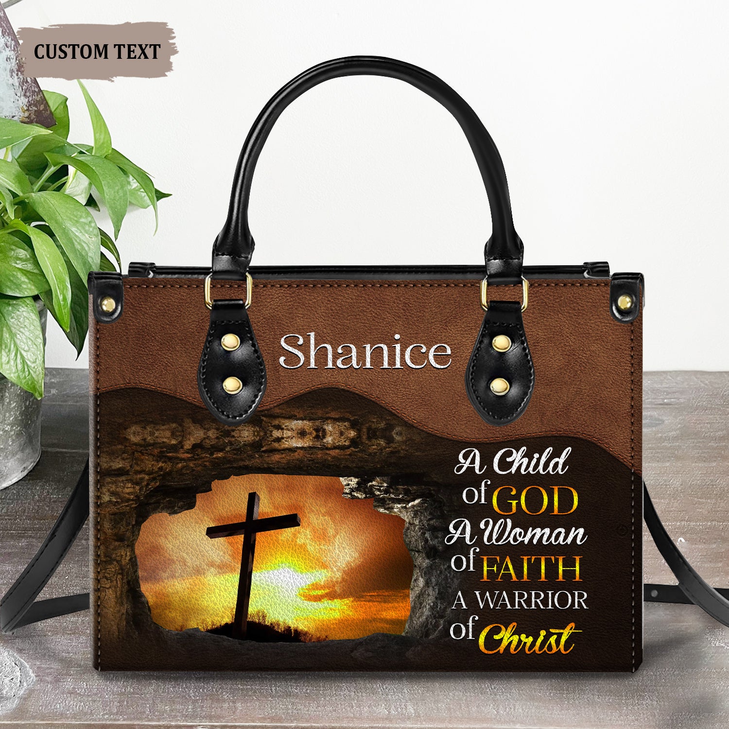 A Child Of God, A Woman Of Faith, A Warrior Of Christ Personalized Leather Handbag