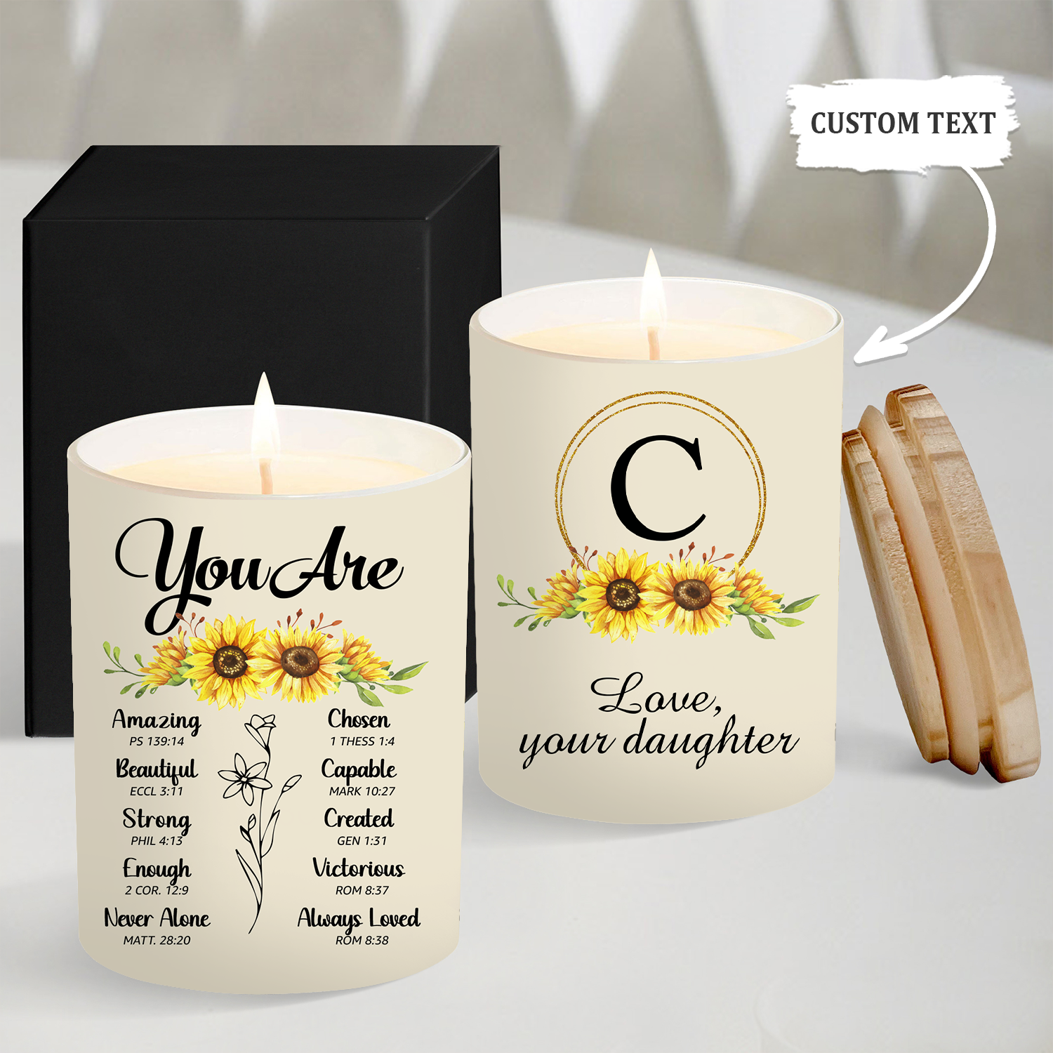 Sunflower You Are Custom Bible Verse Scented Candle Gifts