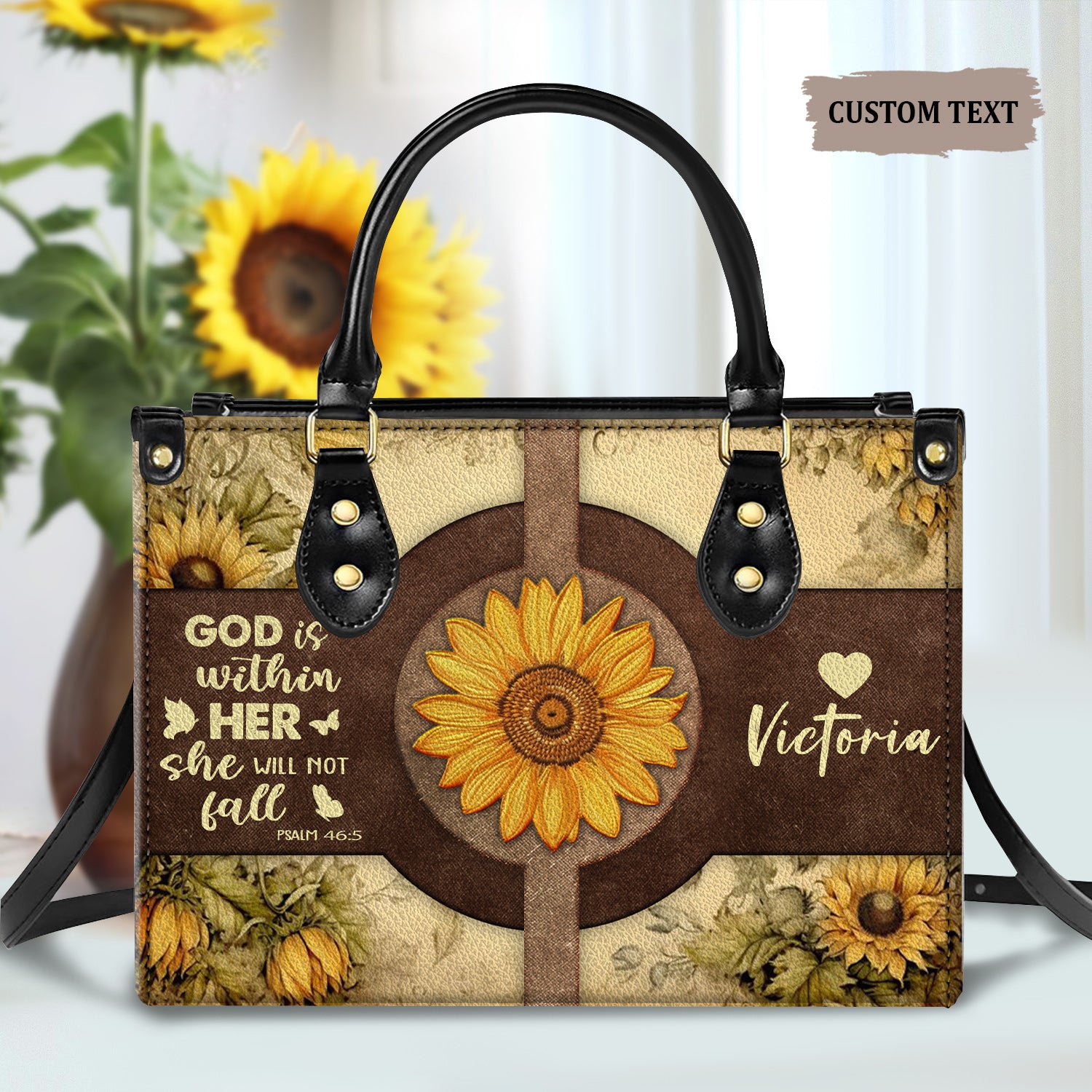 She will not fall Sunflower Style Personalized Leather Handbag