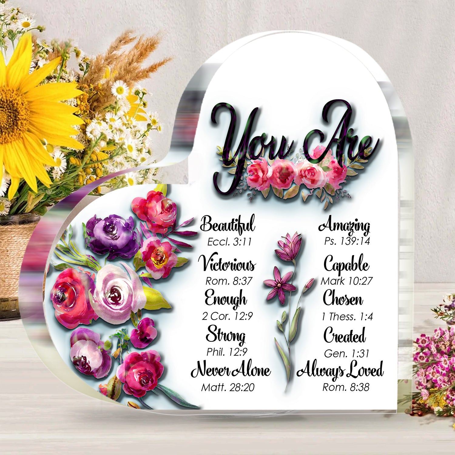 You Are Heart Acrylic Plaque Christian Gifts for Women Inspirational Gifts for Friends Faith Spiritual Bible Verse Gift for Womens Girls