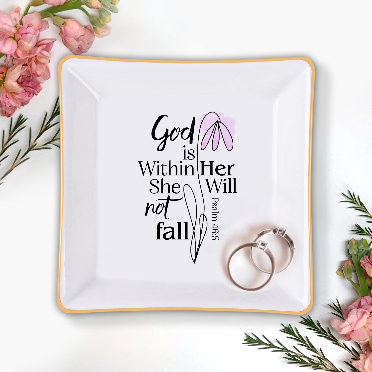 She Is Not Fall God Is Within Her Christian Gift Inspirational Religious Gift Ceramic Ring Dish