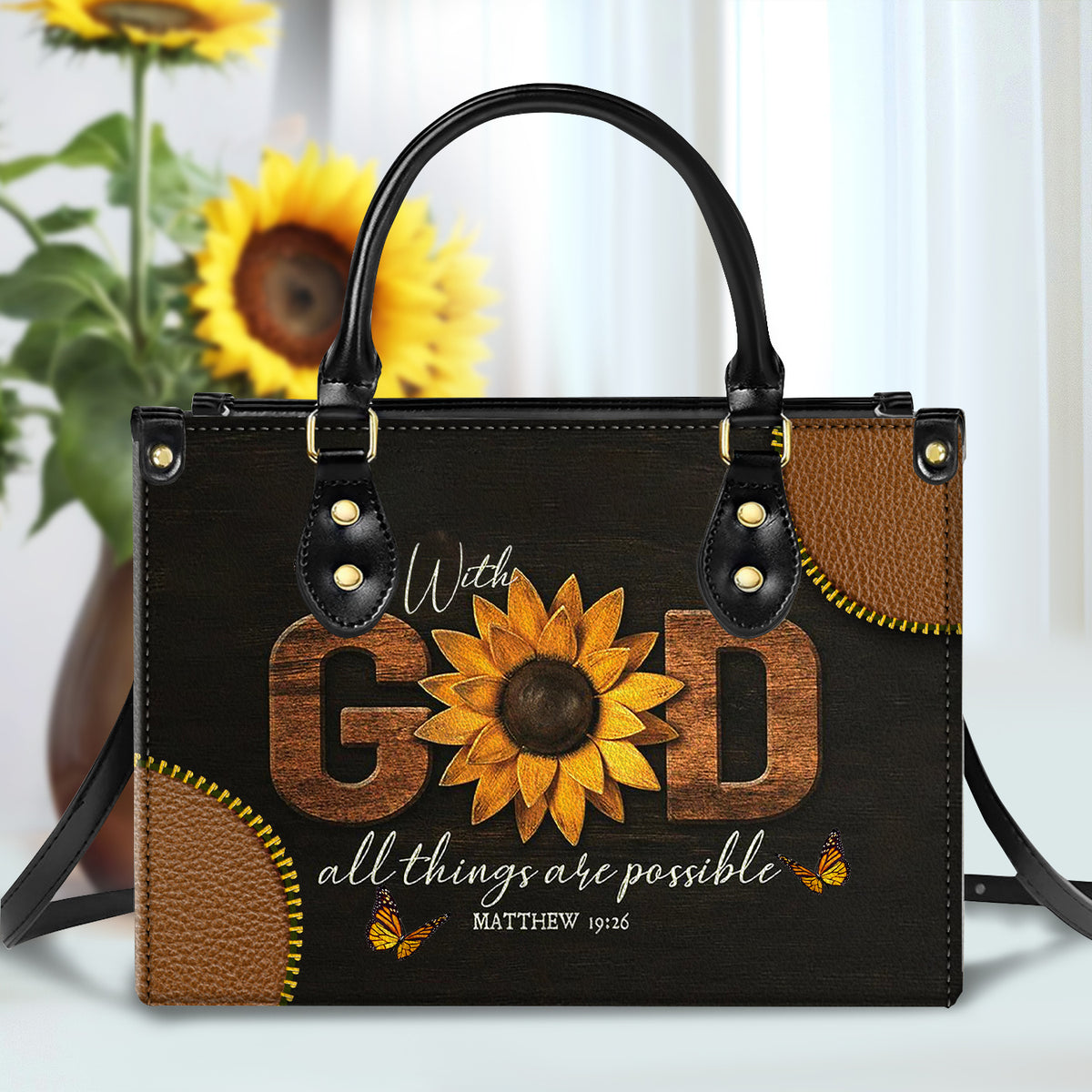 Crossbody Bag Small high quality Canvas Purse Leather Sunflower Bag for Women and Girls Gifts