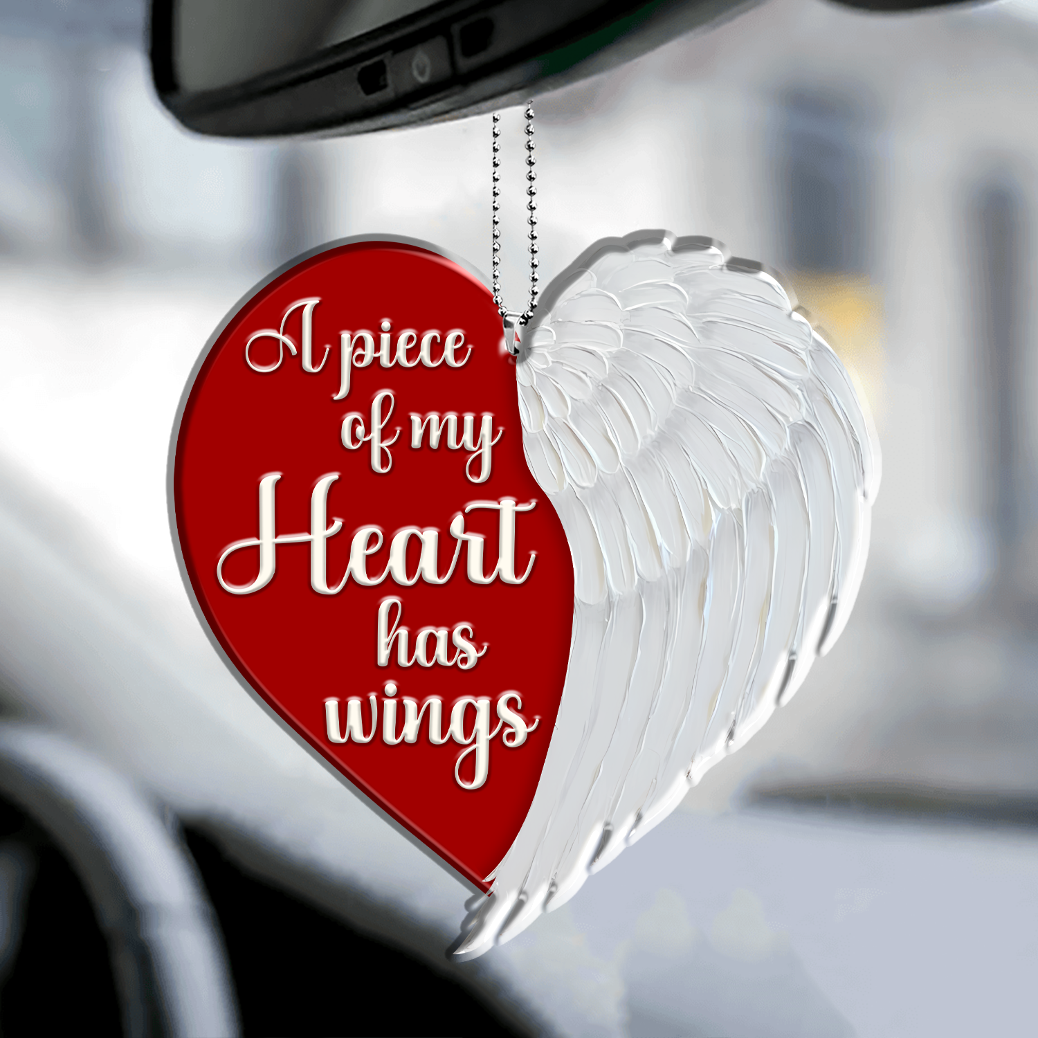 Memorial Ornament Piece Of Heart Wings Car Hanging, Christmas Ornament Gift