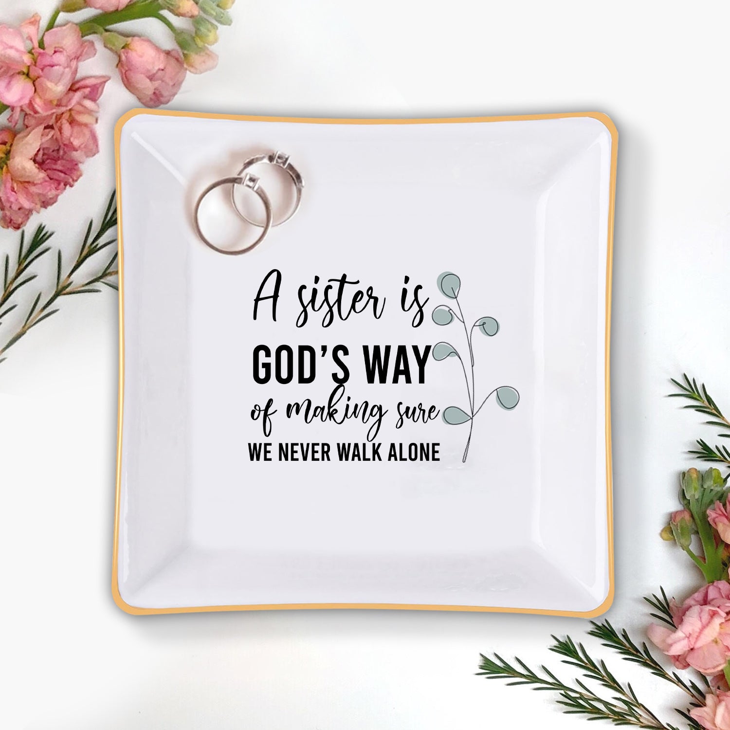 A Sister Is God's Way Christian Gift Inspirational Religious Gift Ceramic Ring Dish