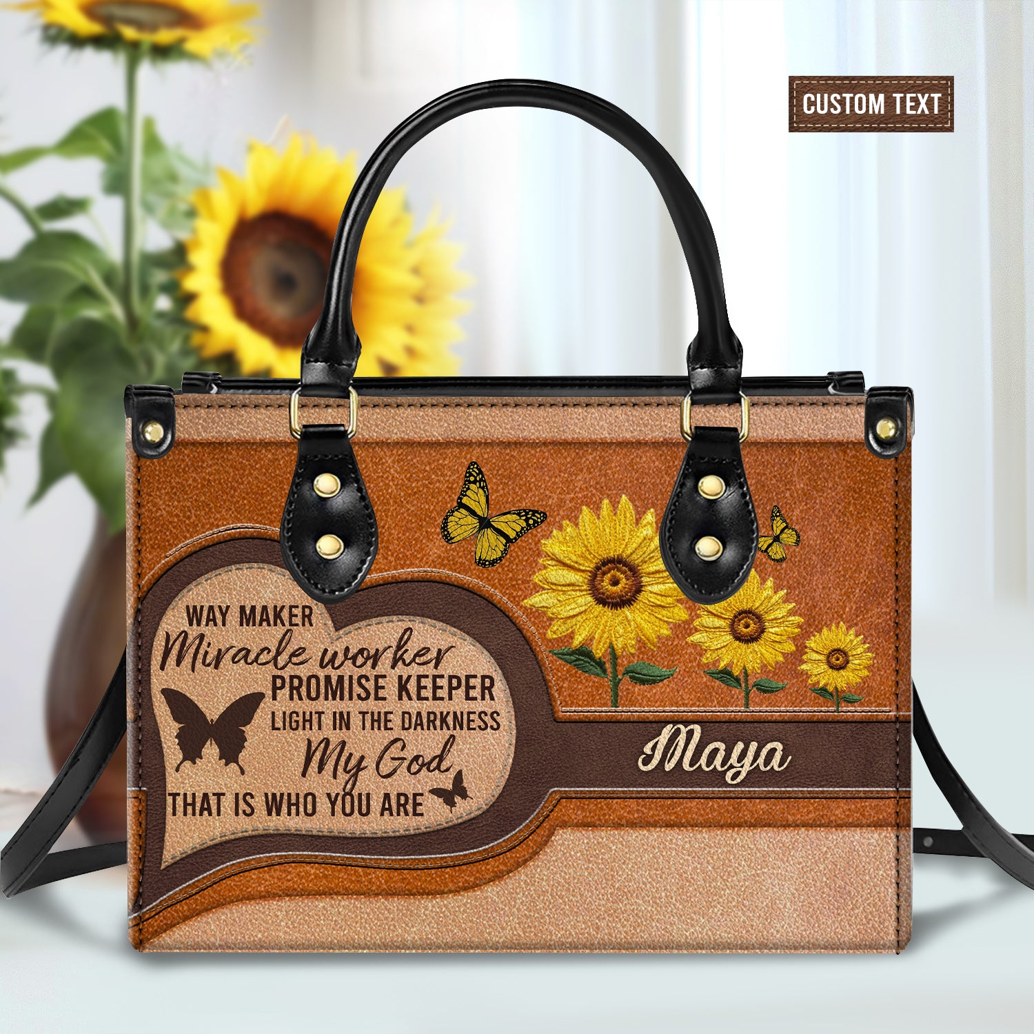 Way Maker Miracle Worker Personalized Leather Handbag