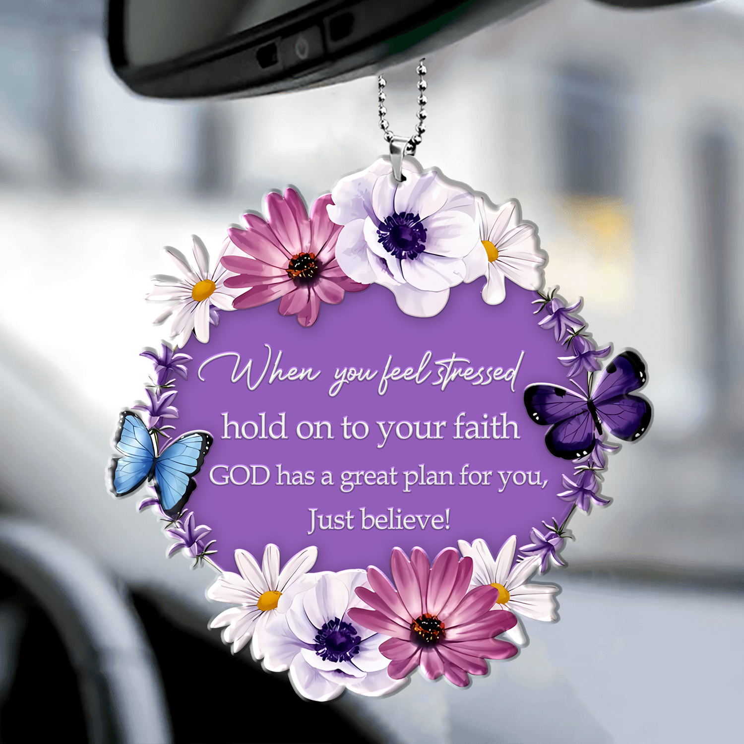 Daisy Floral Hold On Your Faith Christian Gifts For Women, Birthday Gifts For Women, Ornament Gift Bible Verse Christmas Ornament Car Hanging