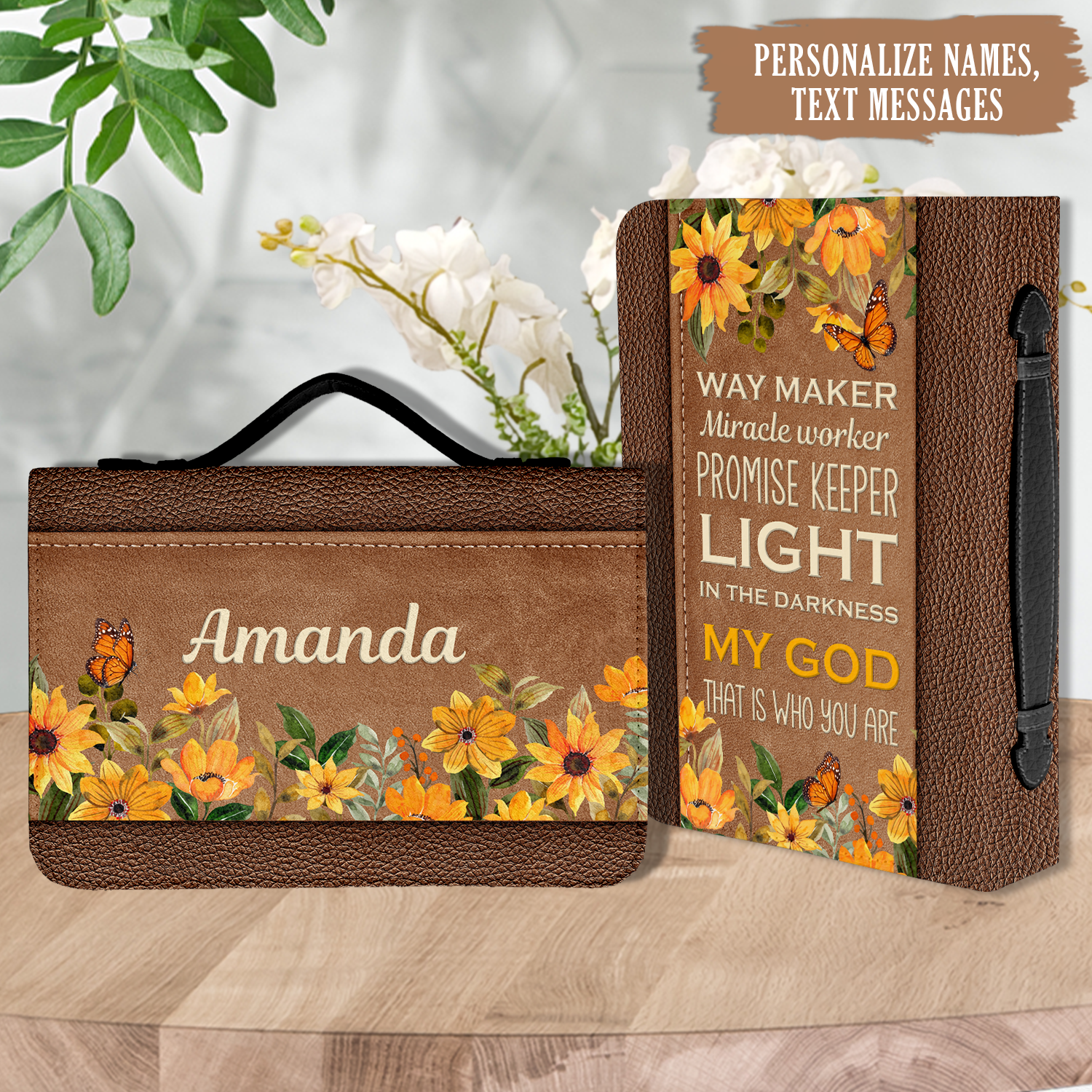 Sunflower Way Maker Christian Personalized Bible Cover