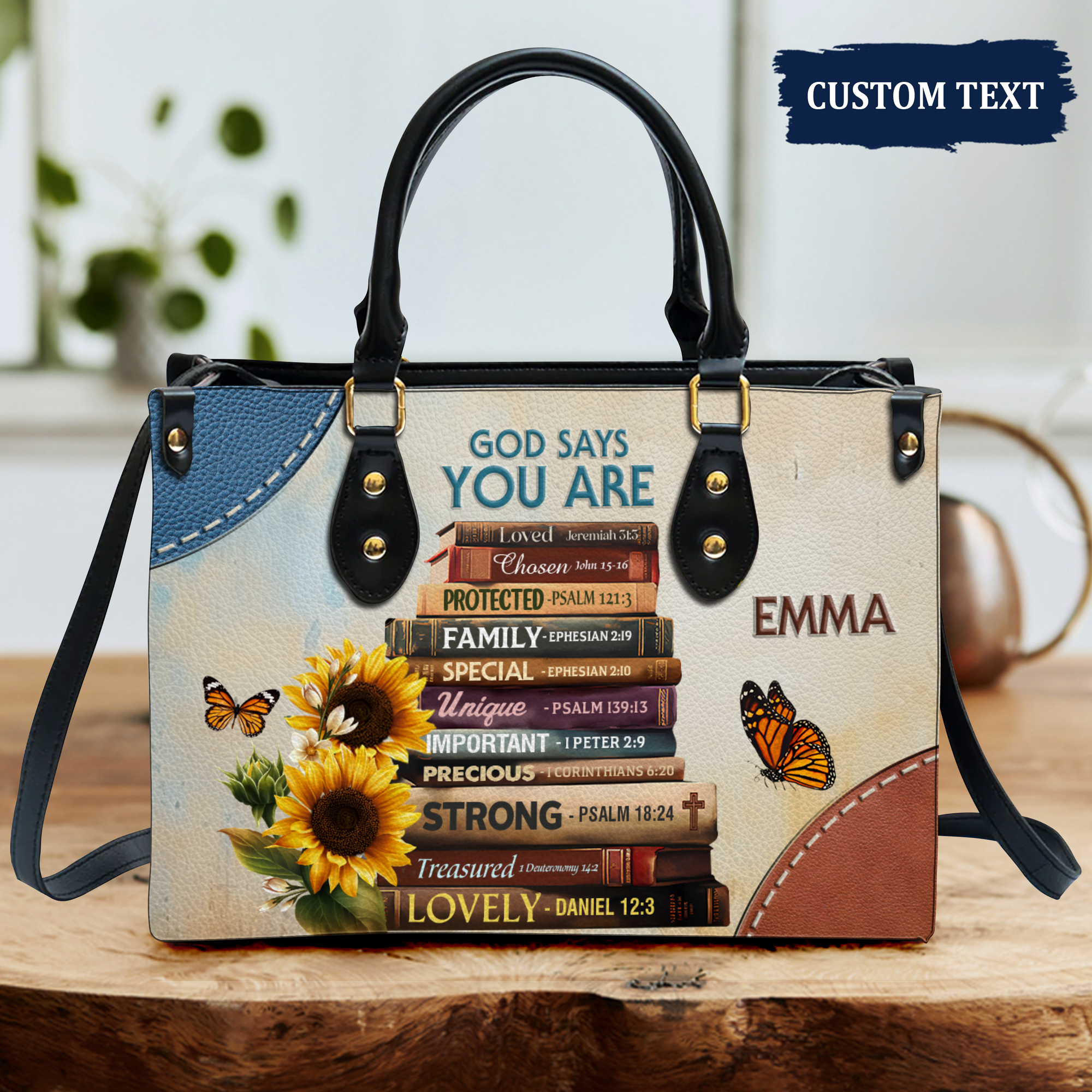 Butterfly Books God Says You Are Personalized Leather Handbag