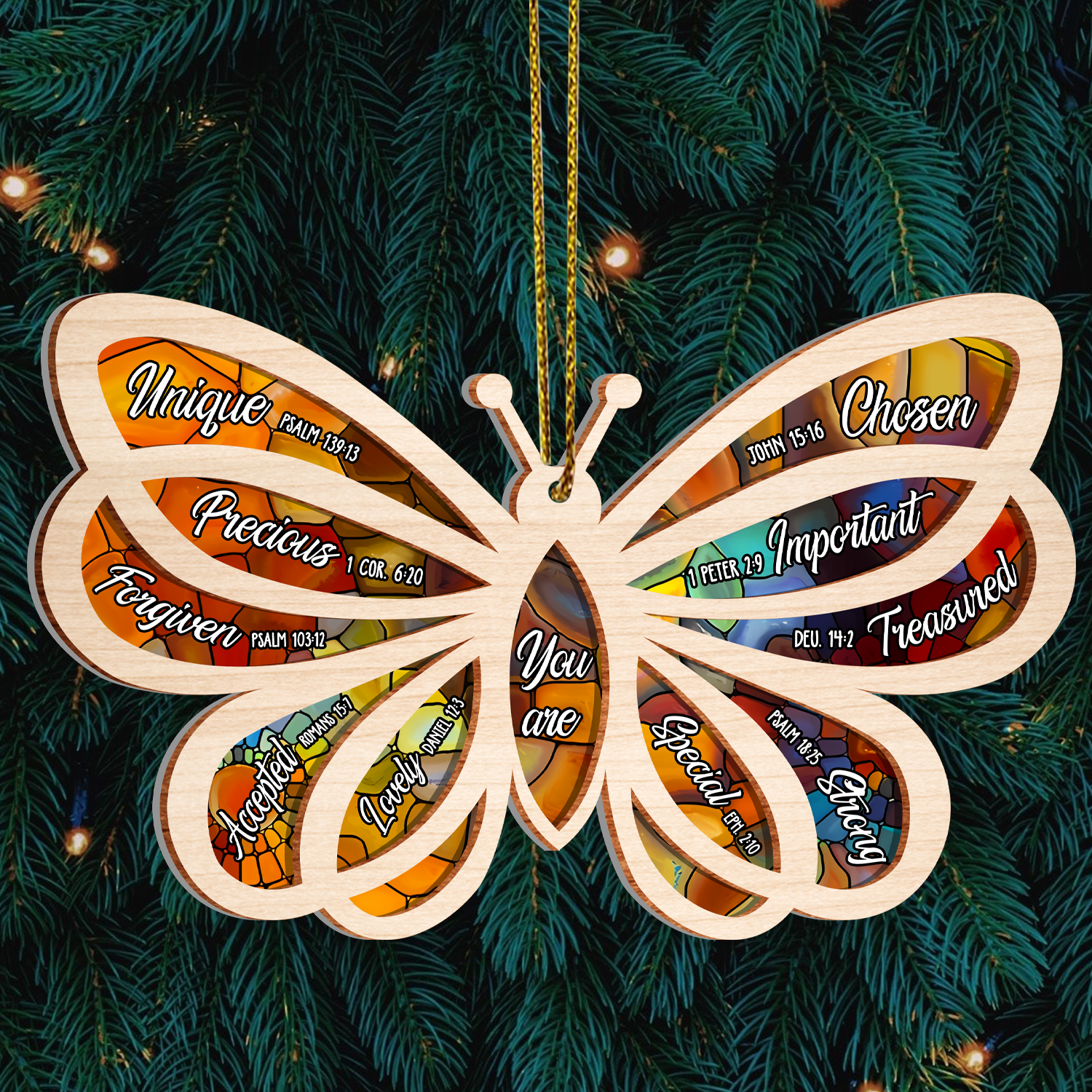 Butterfly You Are Stained Glass Pattern Two Layers Suncatcher Ornament Christmas Ornament Car Hanging