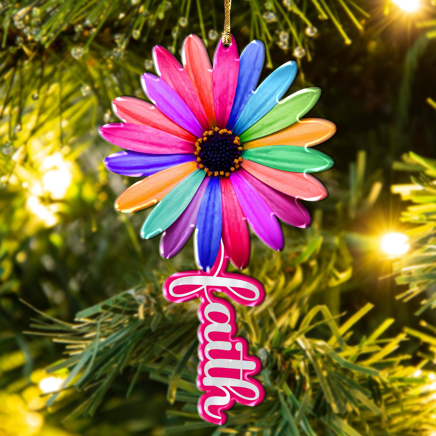 Colorful Daisy Faith Christian Gifts For Women, Birthday Gifts For Women, Ornament Gift, Christmas Ornament Car Hanging