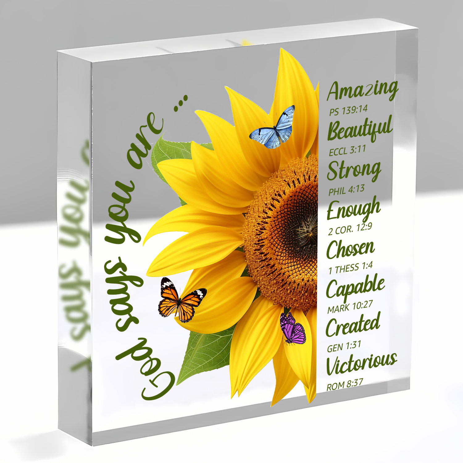 Sunflower Butterfly God Says You Are Acrylic Plaque Christian Gifts