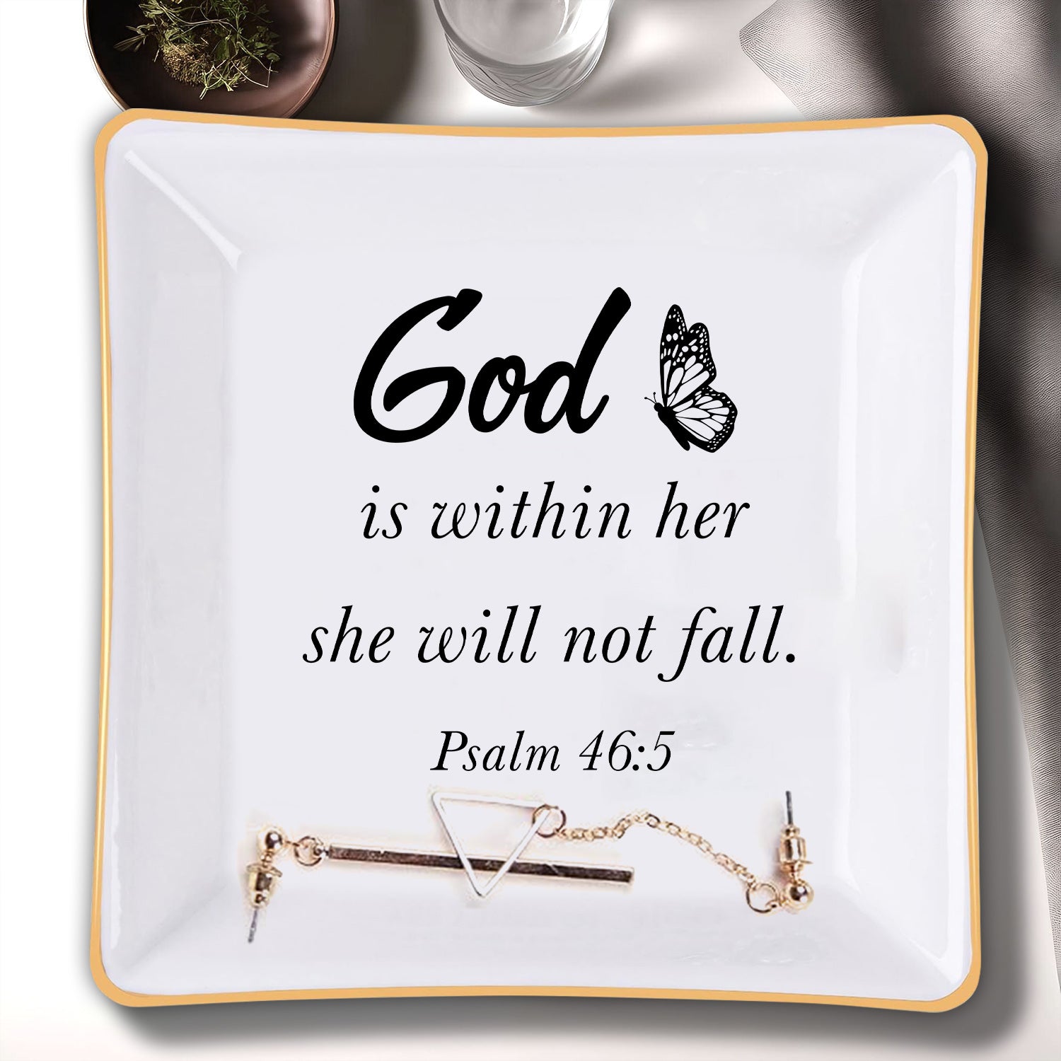 God Is Within Her She Is Not Fall Christian Gift Inspirational Religious Gift Ceramic Ring Dish