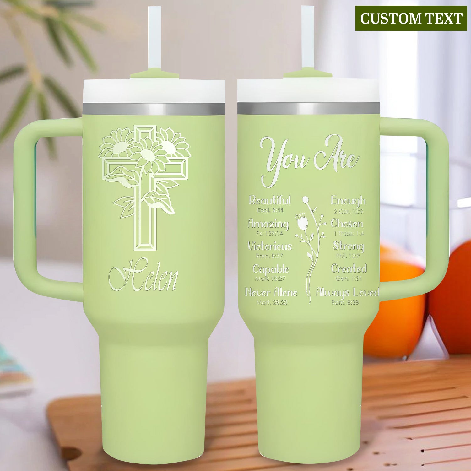 You Are Bible Verse 40oz Personalized Tumbler Travel Cup - Birthday, Christmas Gifts for Women - Inspiration Gifts
