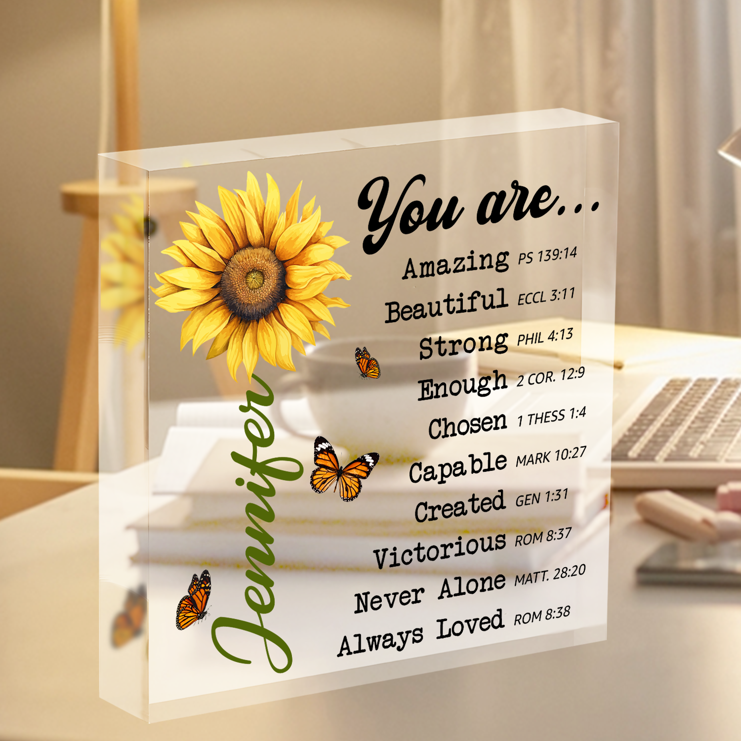 Sunflower Custom You Are Acrylic Plaque Christian Gifts