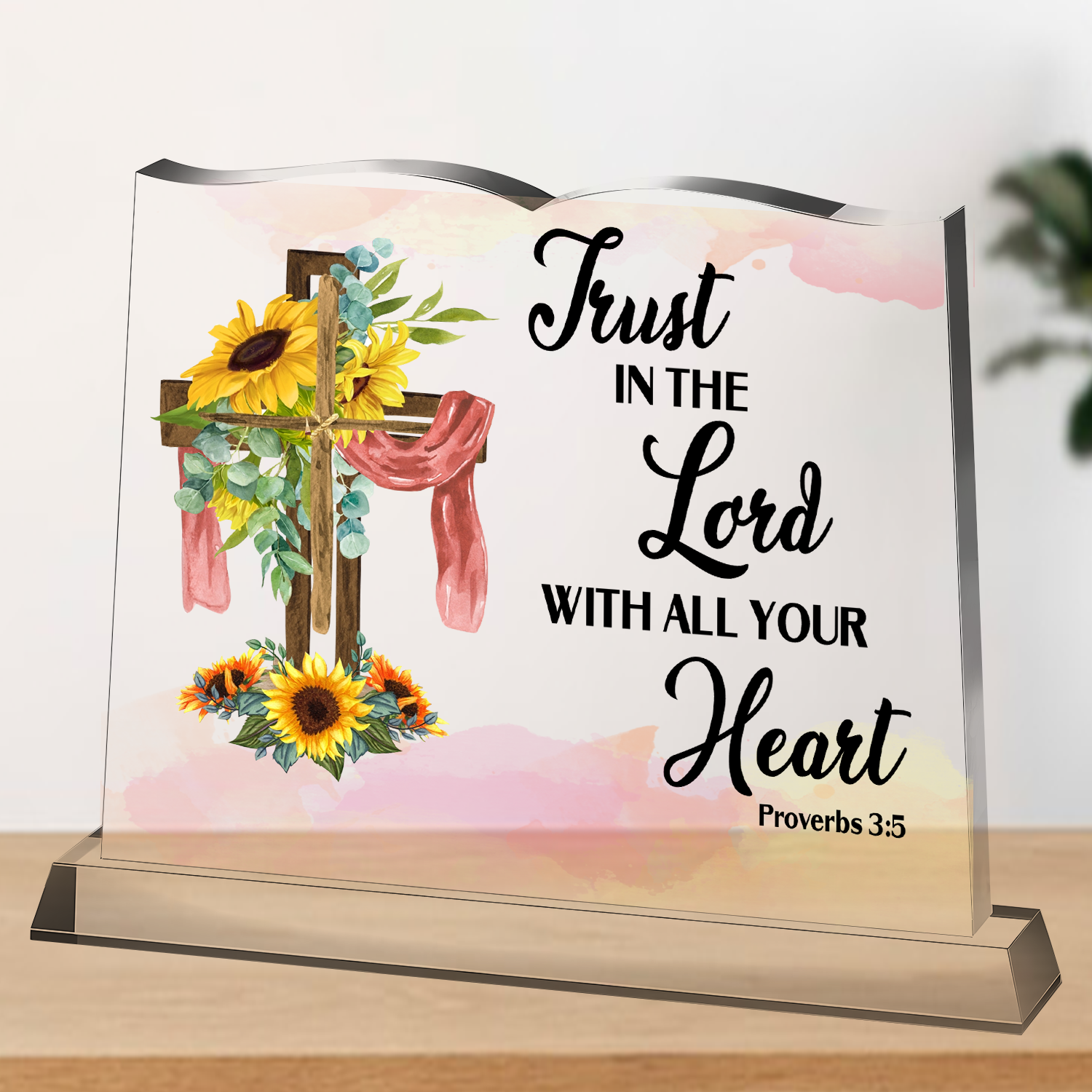 Trust In The Lord Book Shaped Acrylic Plaque Christian Gifts Bible Verses Religious Gifts