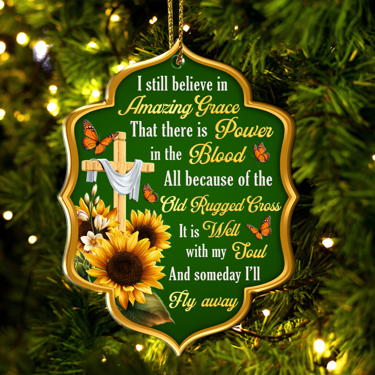 Sunflower Believe In Amazing Grace Christian Ornament Gift Christmas Ornament Car Hanging