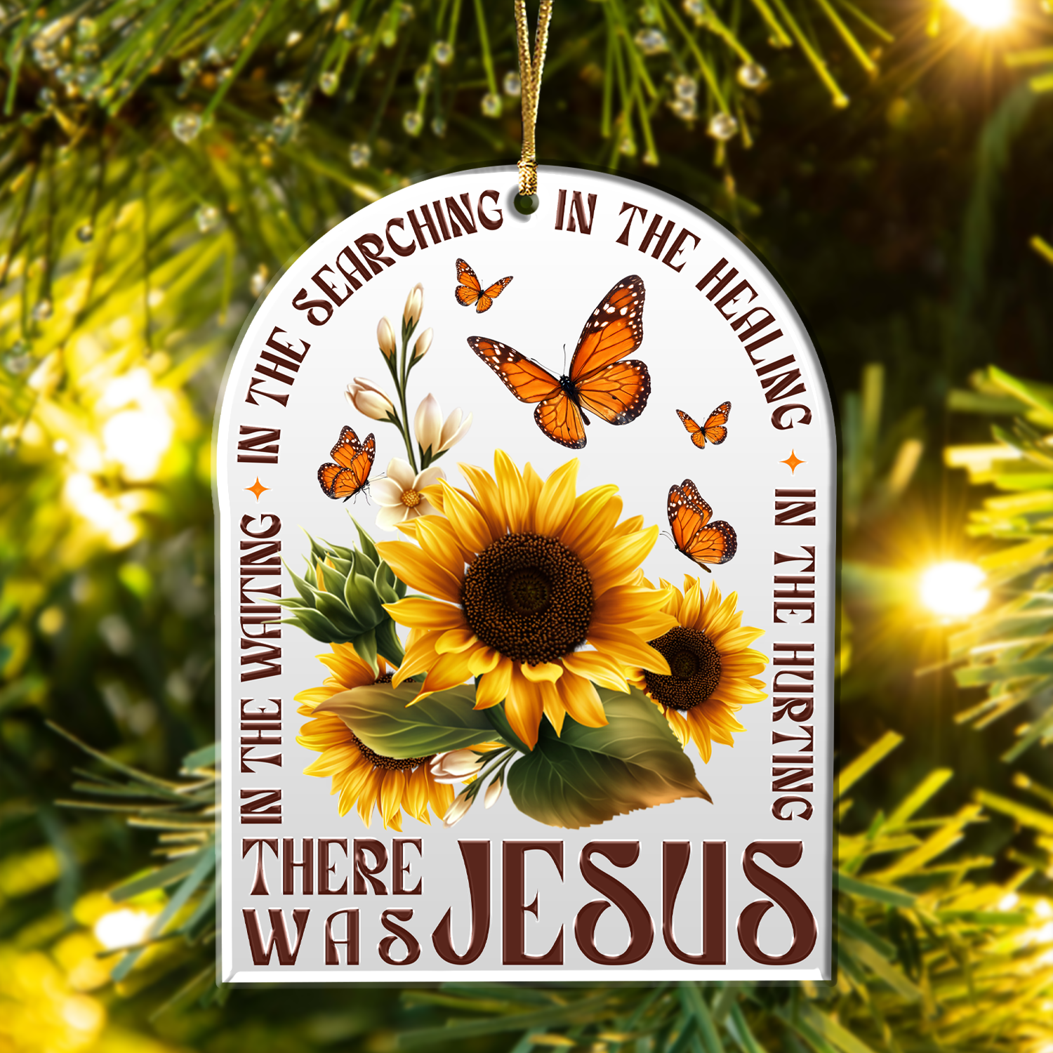 Sunflower Butterflies Religious Christian Ornament Gift Bible Verse Christmas Ornament Car Hanging
