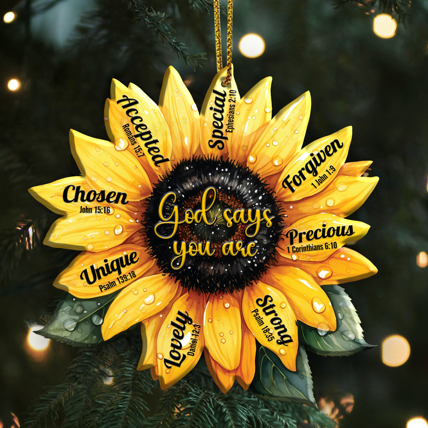 Sunflower God Say You Are Christian Ornament Gift Bible Verse Christmas Ornament Car Hanging