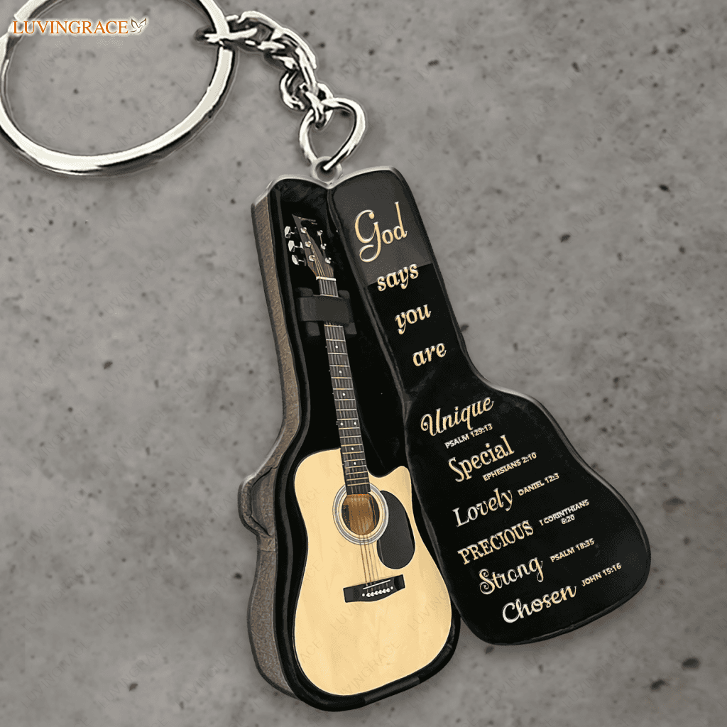 Acoustic Guitar Bag God Says You Are Keychain