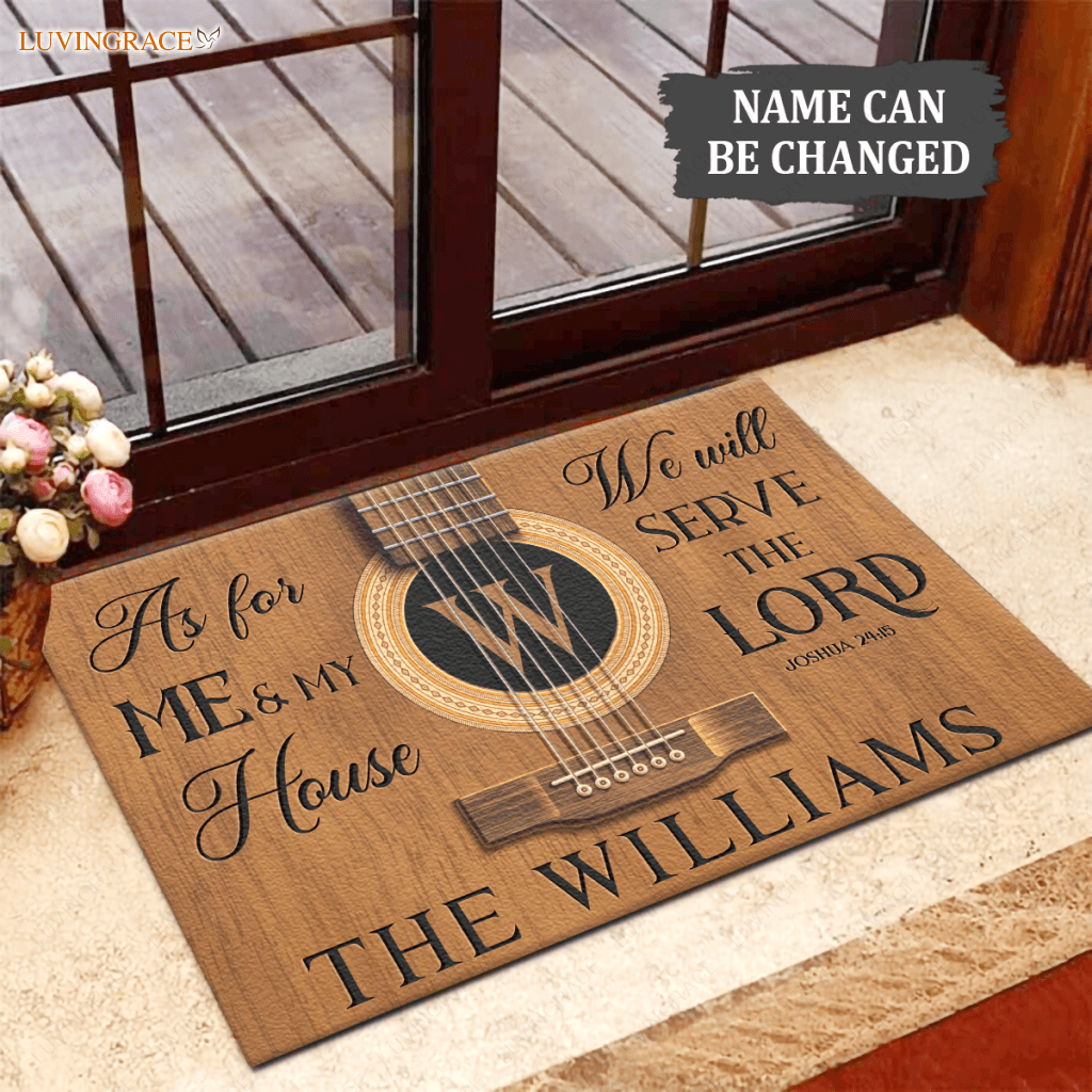 Acoustic Guitar Serve The Lord Personalized Doormat
