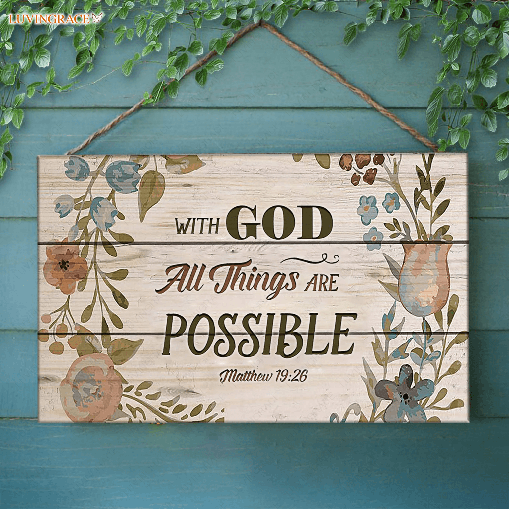 All Things Are Possible With God Rectangle Wood Sign Tumbler