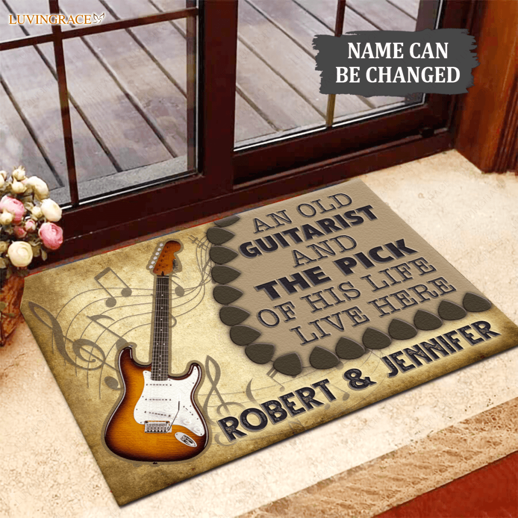 An Old Guitarist And The Pick Of His Life Personalized Doormat