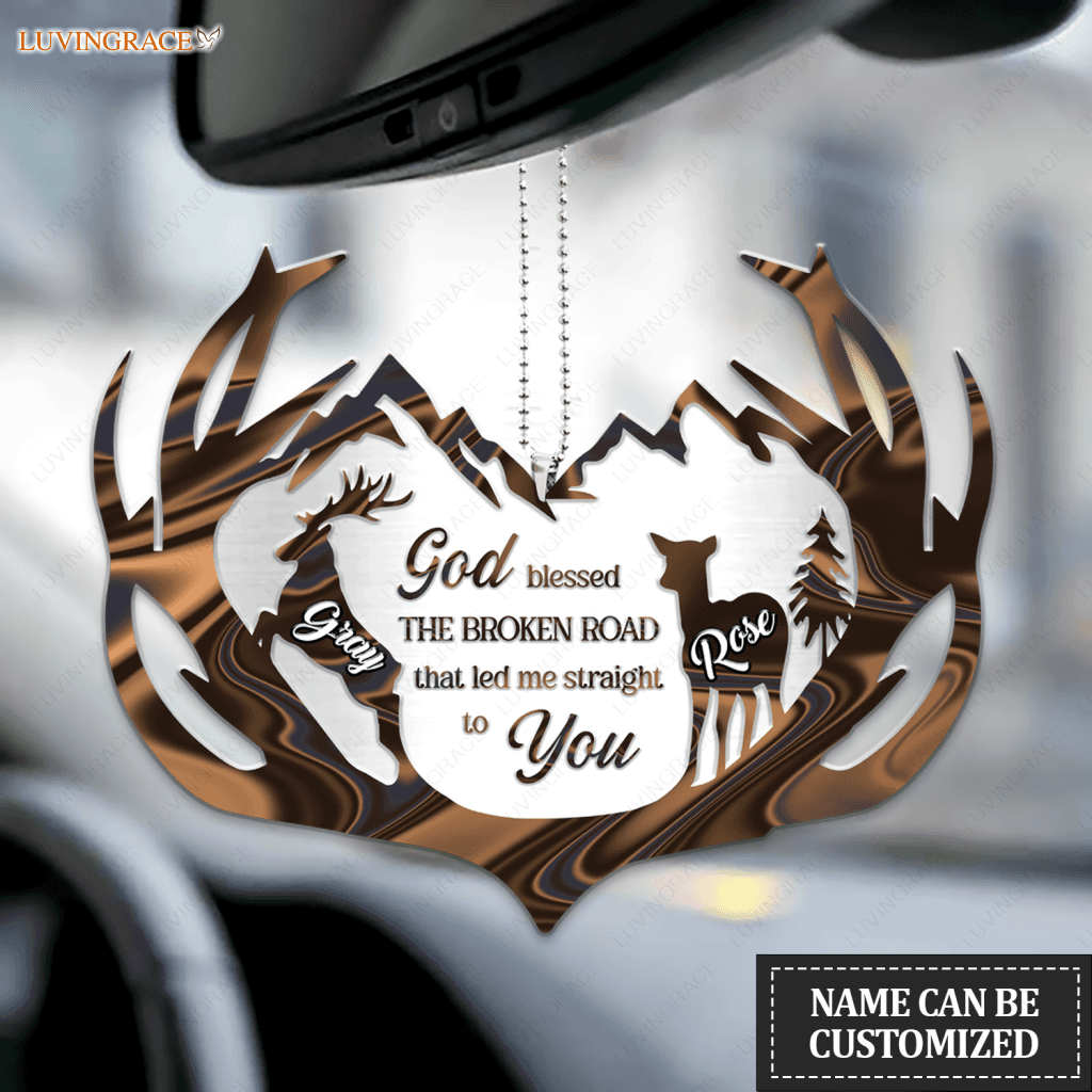 Antler Silhouette Scene God Blessed Personalized Ornament