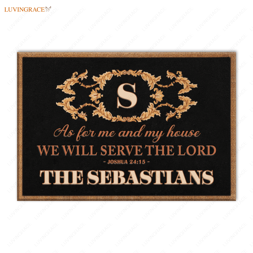 As For My Family We Will Serve The Lord Personalized Doormat