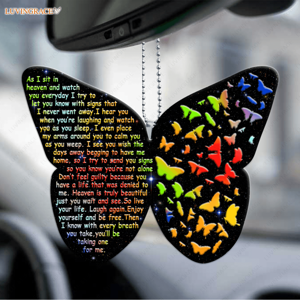 As I Sit In Heaven Butterfly Rainbow Ornament