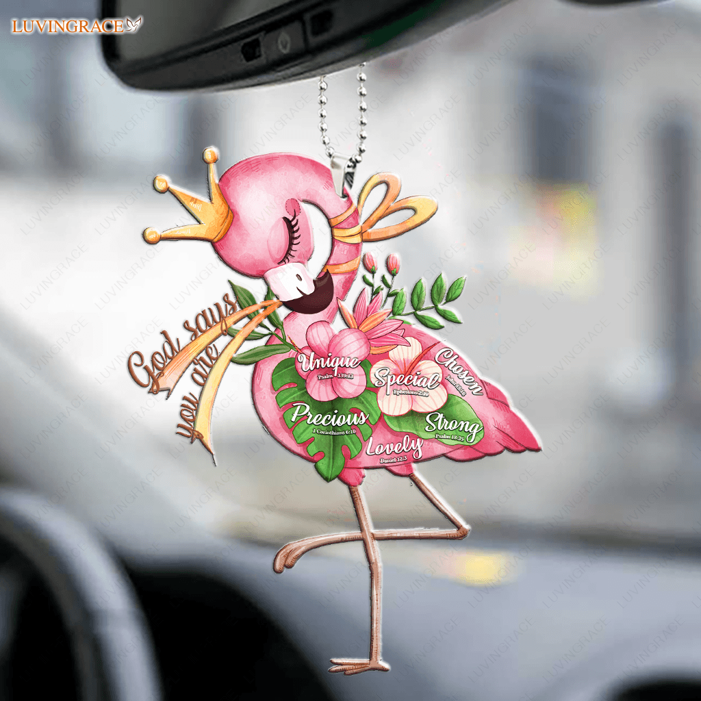 Baby Pink Flamingo God Says You Are Ornament