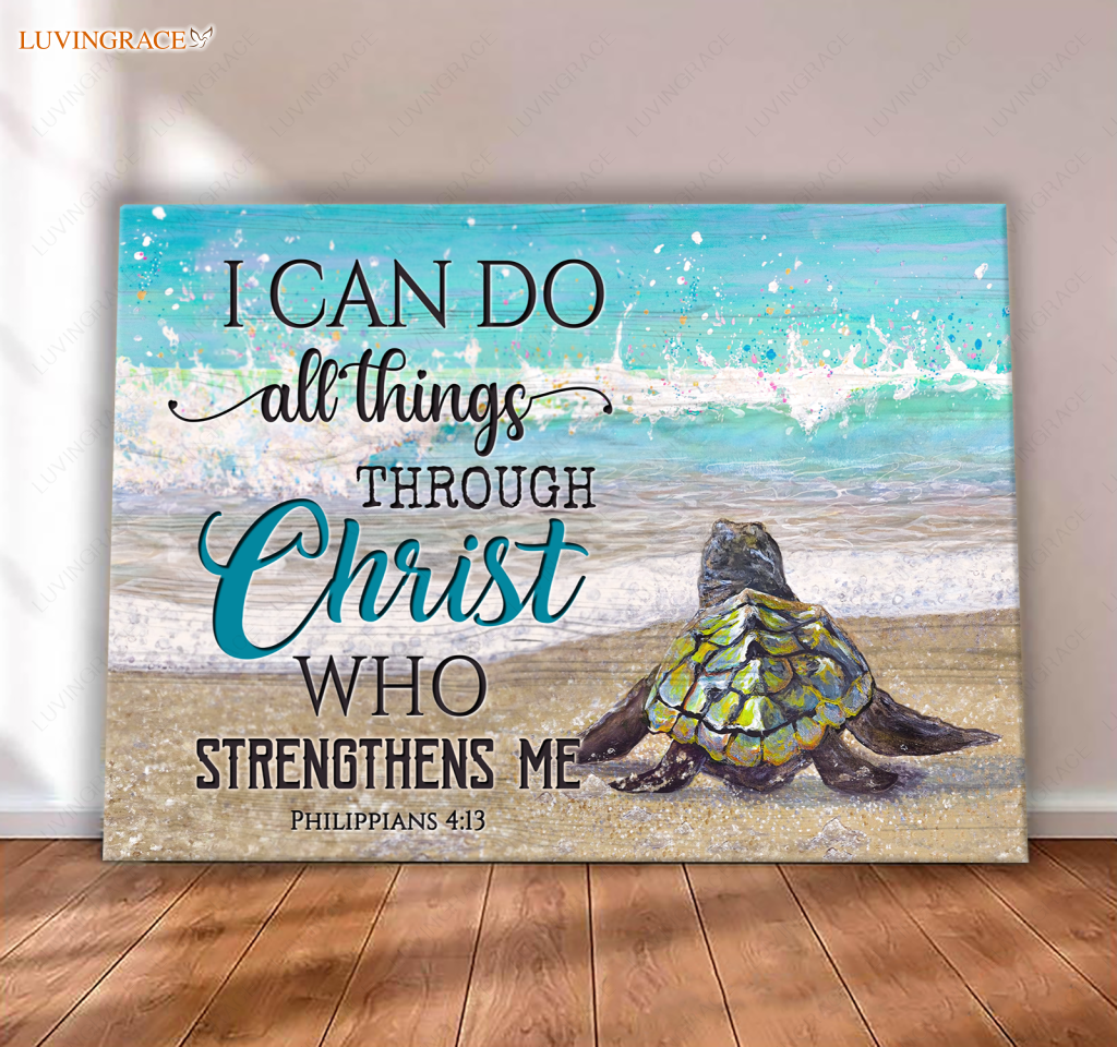 Baby Sea Turtle I Can Do All Things Wall Art