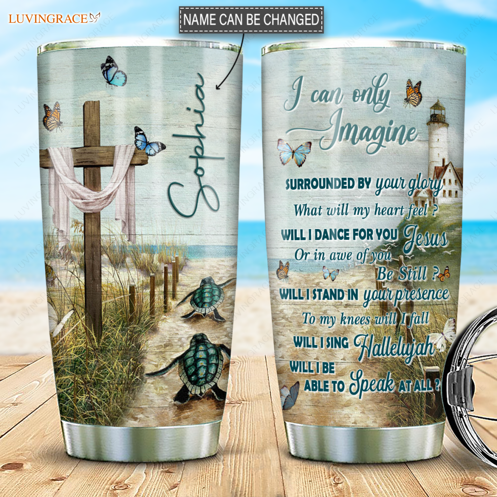 Beach Sand Sea Turtles Lighthouse Surrounded By The Glory Personalized Tumbler