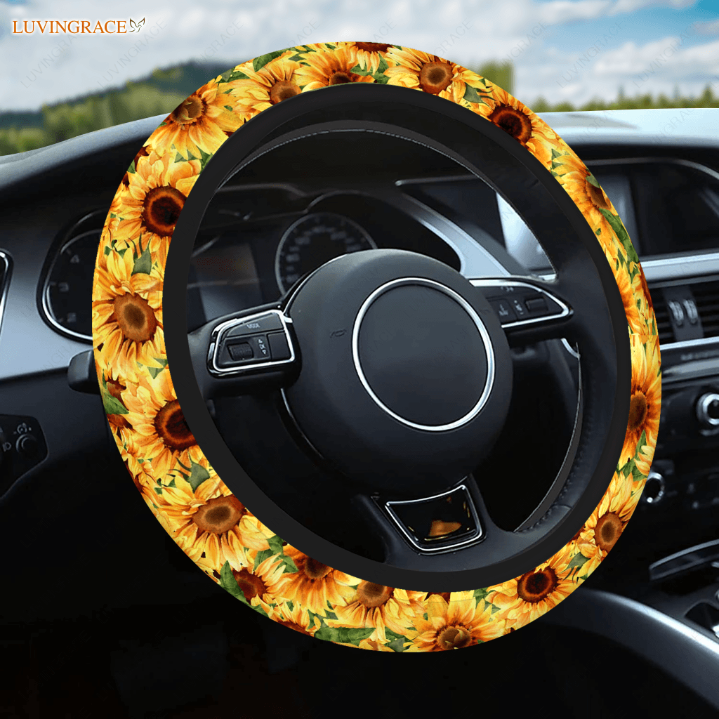 Beautiful Sunflower Steering Wheel Cover Car Accessories