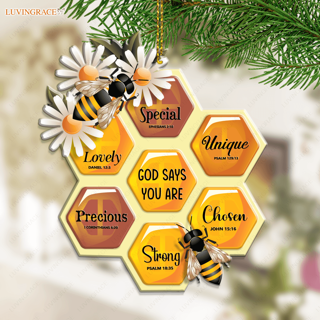 Bee Honeycomb God Says You Are Ornament