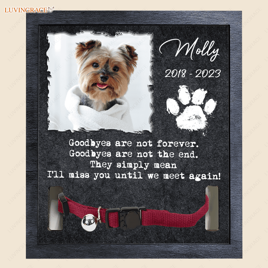 Black Rock Goodbyes Are Not Forever - Personalized Custom Pet Memorial Sign Acrylic Table Plaque