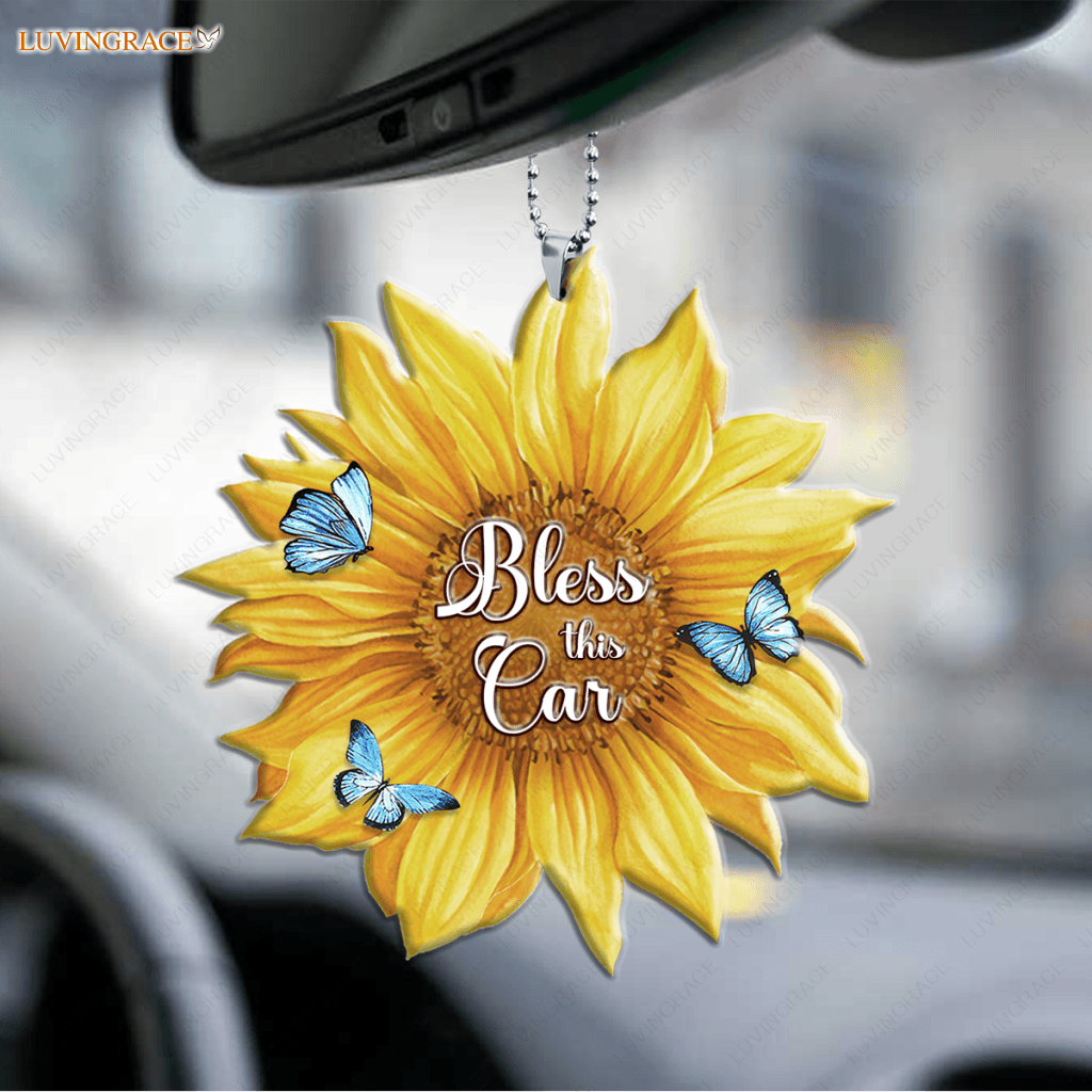 Bless This Car Sunflower Ornament