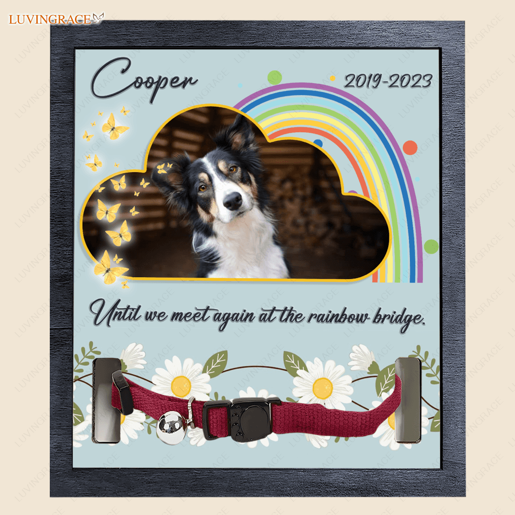 Blue Cloud And Rainbow Until We Meet Again - Personalized Custom Pet Memorial Sign Acrylic Table