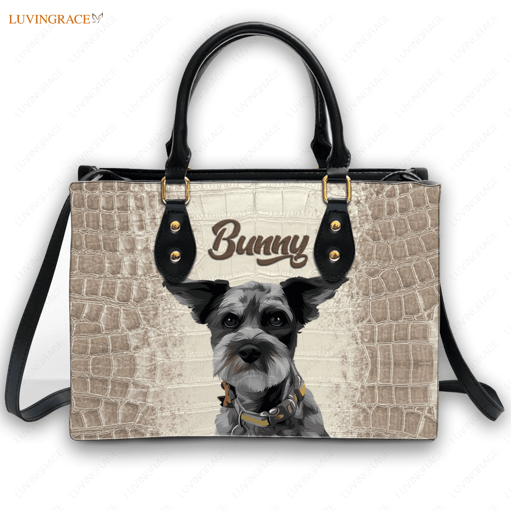 Blur Vintage Elegant Leather Pet Art Portrait - Personalized Custom Bag Handbags