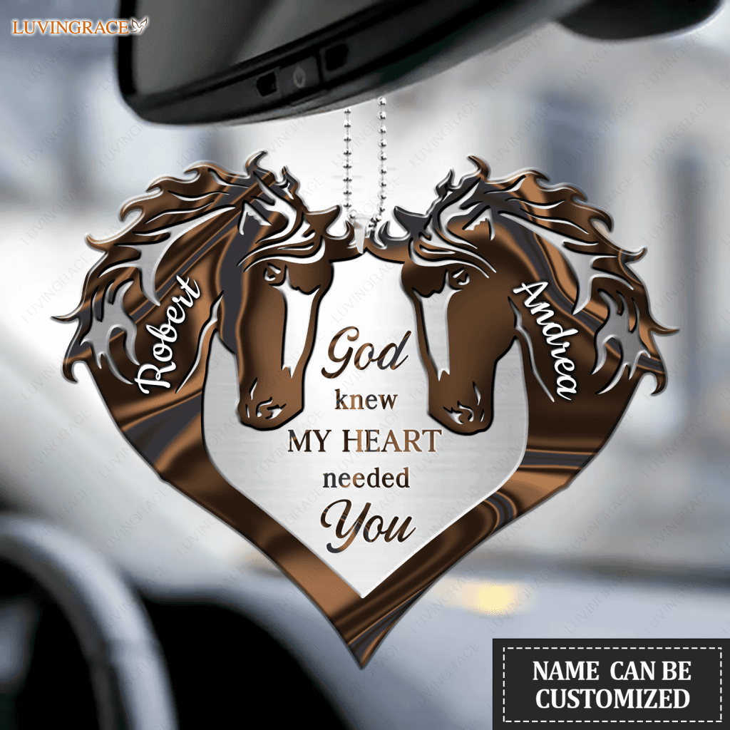 Brown Horse Couple God Knew My Heart Personalized Ornament