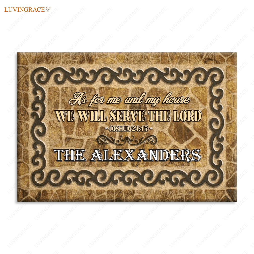 Brown Stone Serve The Lord Personalized Doormat