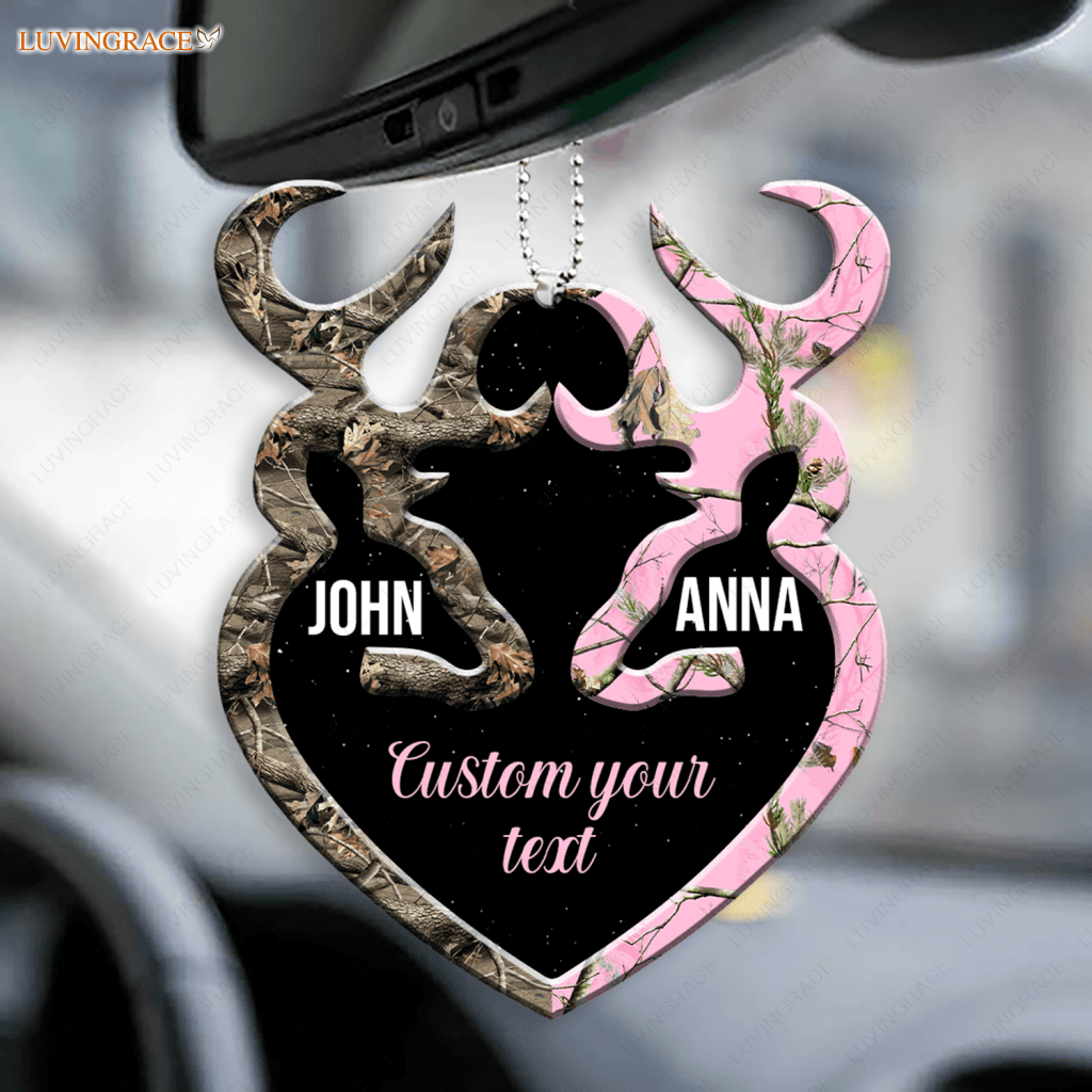 Buck And Doe Heart Personalized Name Messages Ornament
