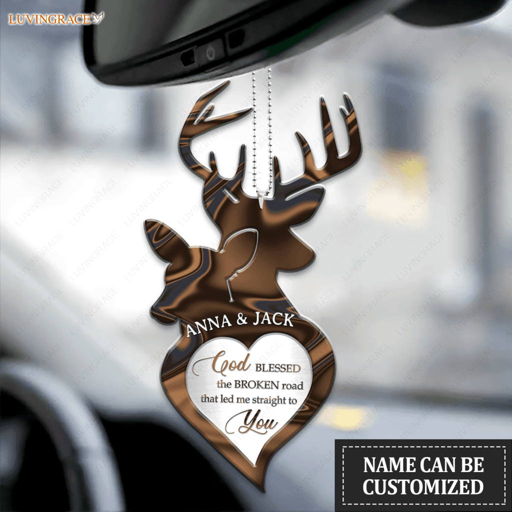 Buck And Doe Love God Blessed Personalized Ornament