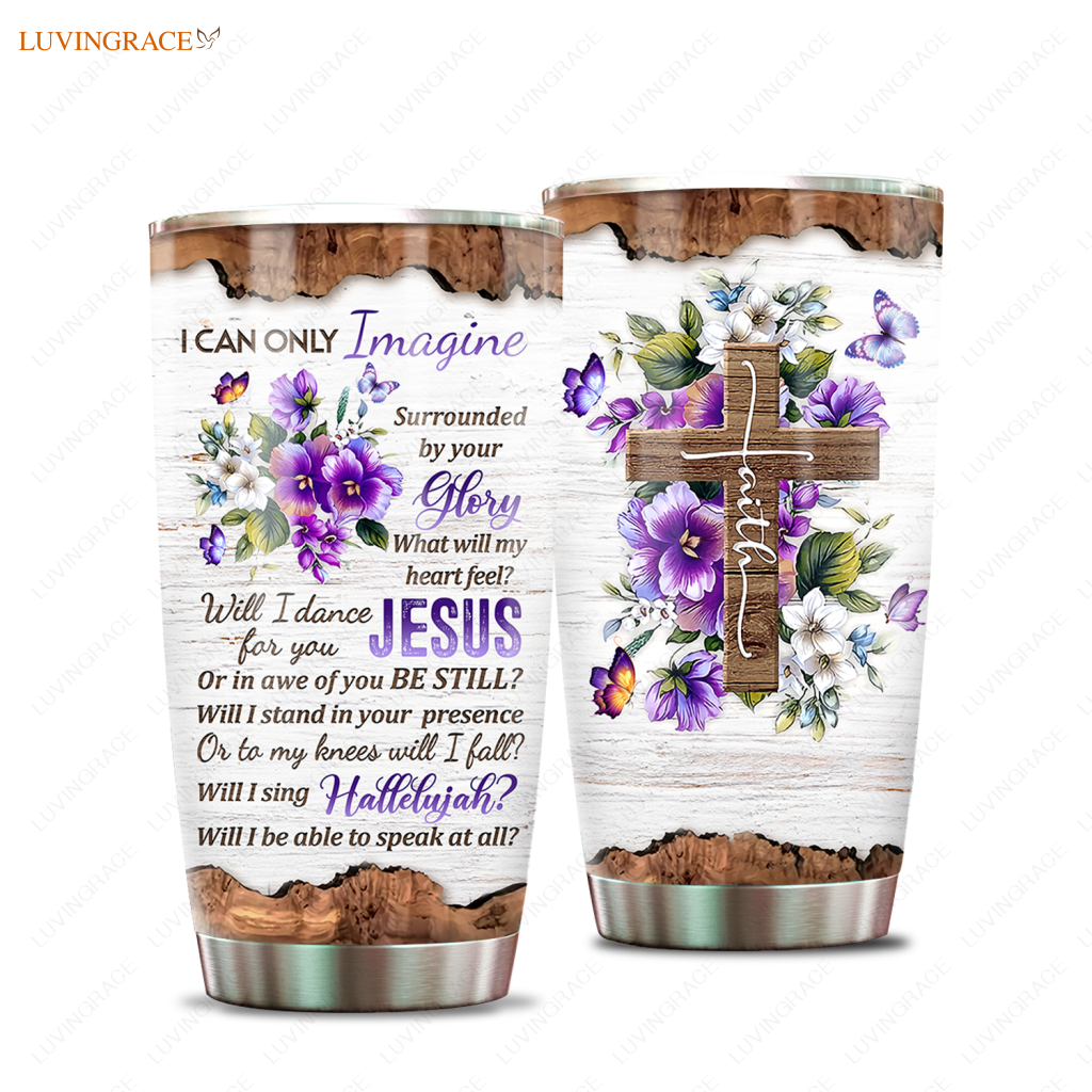 Butterfly And Floral Cross By The Glory Personalized Tumbler
