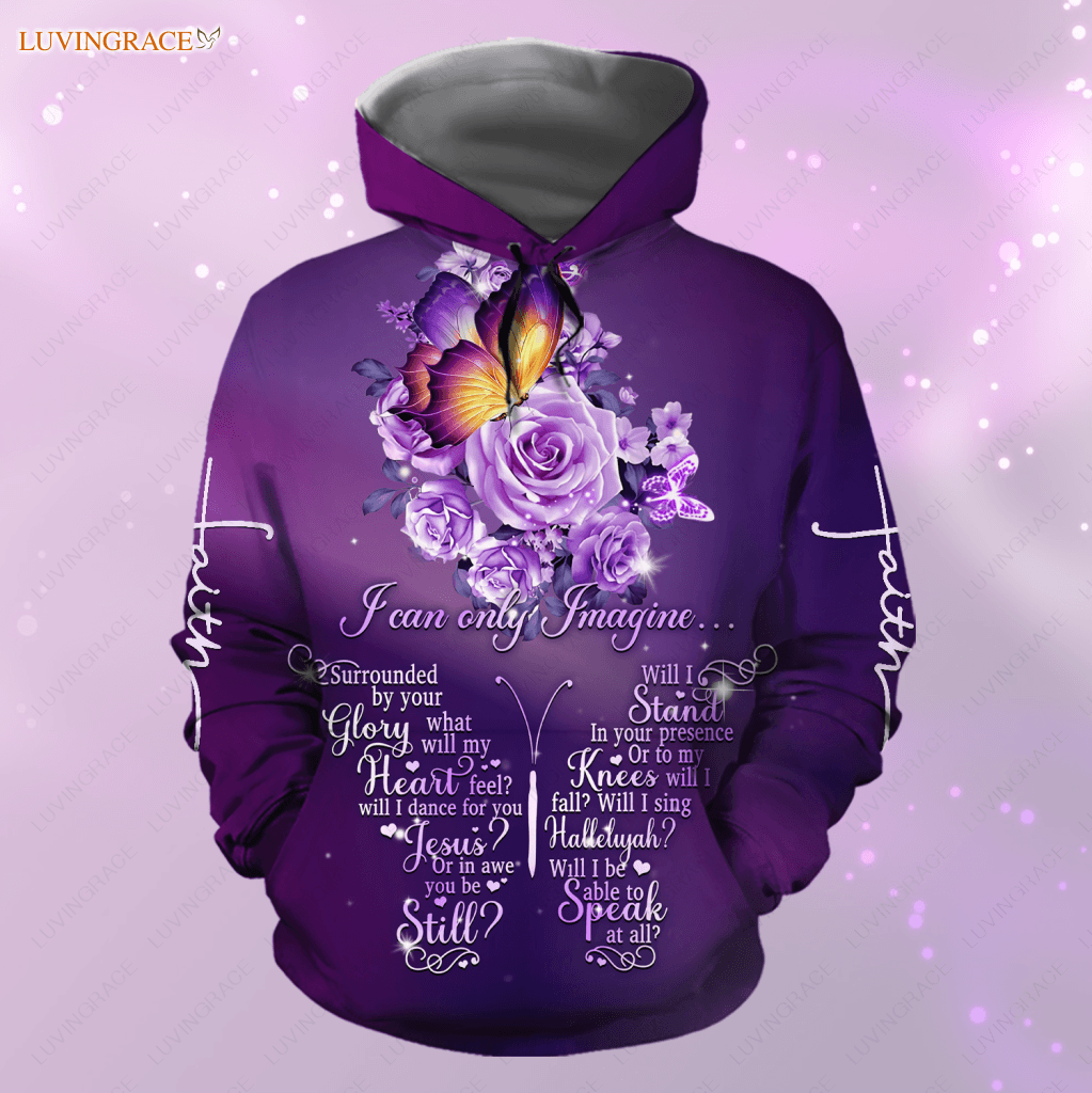 Butterfly Purple Flowers Surrounded By The Glory Hoodie / S